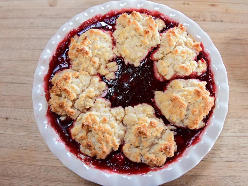 Close-up of Leftover Cranberry & Cherry Cobbler Pie , as seen on The Pioneer Woman, Special.