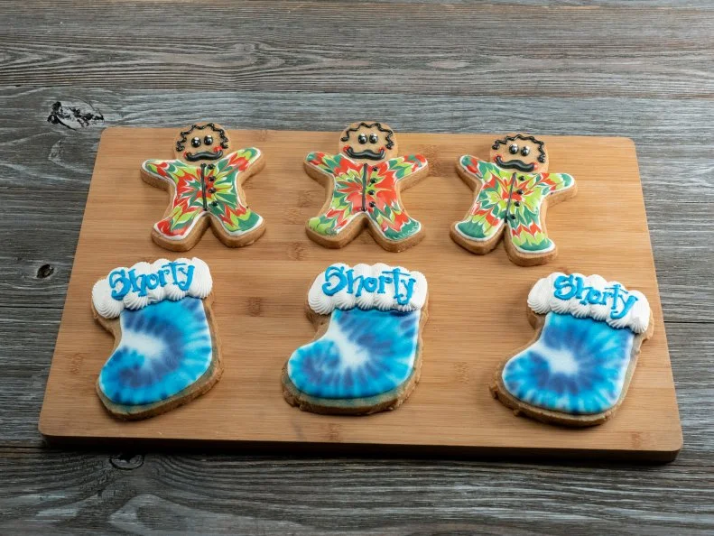 Contestant Dylan's Maple bacon shortbread with royal icing cookies, as seen on Christmas Cookie Challenge, Season 4.