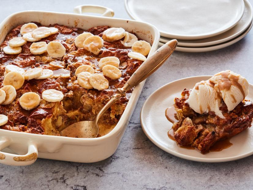 Food Network Kitchen's Bananas Foster Bread Pudding.