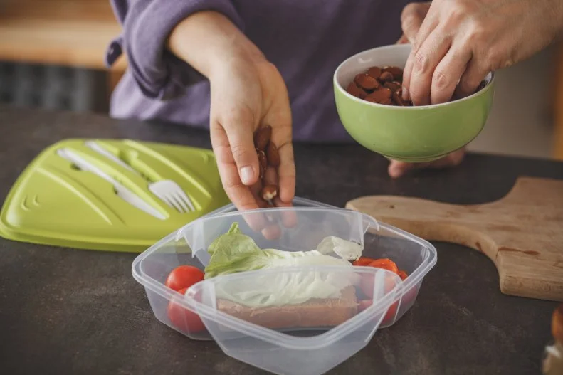 Lots of nutritionists love to meal prep and <a target="_blank" href="https://www.jinanbanna.com">Jinan Banna, PhD, RD</a> is no exception. 
“My nighttime routine involves preparing my lunch to take with me to work the next day. When I work from the office, I always bring my lunch, as I prefer to choose and prepare my own food for optimal nutrition. I put my main meal, which might be fish, lentils, etc., along with vegetables and some whole grains, into a glass container all ready to eat.” 
