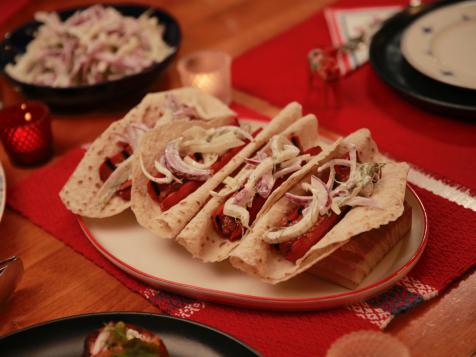 Lefse Hot Dogs with Fennel Slaw