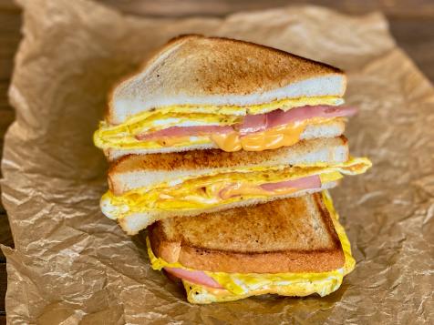 One-Pan Ham, Egg and Cheese Breakfast Sandwich