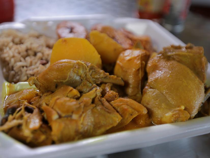 The Curry Chicken as served at Jamaica Kitchen in Miami, Florida as seen on DDD Nation, special.