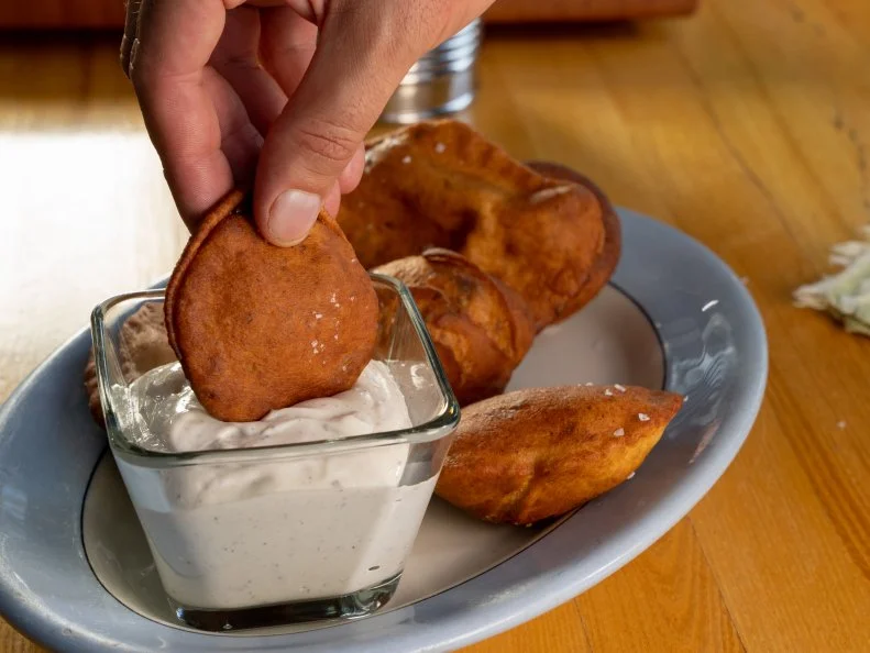 Special guest Aarti Sequeira's dish, Mangalore Buns, as seen on Guy's Ranch Kitchen, Season 4.