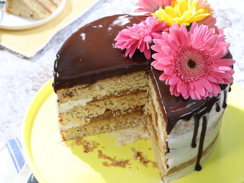Brown Butter Cake with Spiced Chocolate Ganache and Dulce de Leche