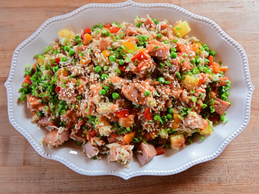 Close-up of Spam Fried Rice, as seen on The Pioneer Woman, season 26.
