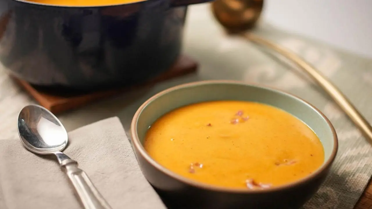 Roasted Sweet Potato Soup with Ham Hocks