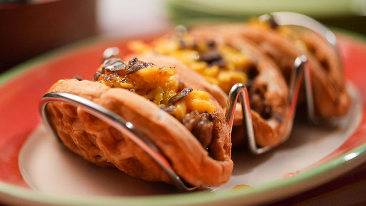 Waffle Taco with Spicy Sausage