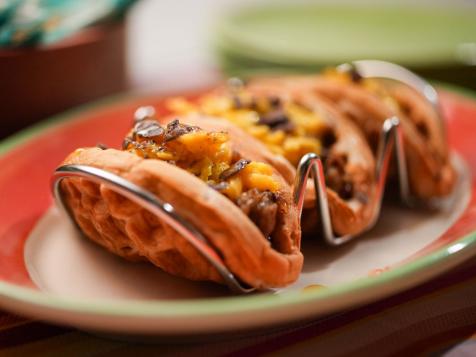 Waffle Taco with Spicy Sausage and Hot Honey
