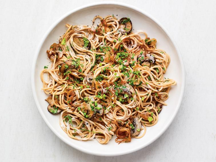 Pasta with Caramelized Onions and Mushrooms Recipe | Food Network ...