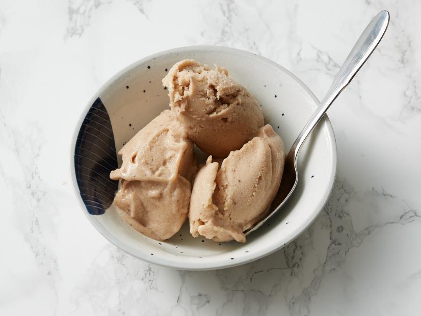 Close-up of Ice Cream in a bowl and with a spoon