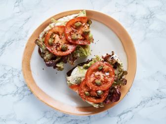 Close-up of Open Faced Sandwich on a plate