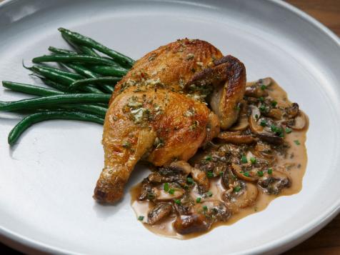 Cornish Hens Under a Brick with Green Beans