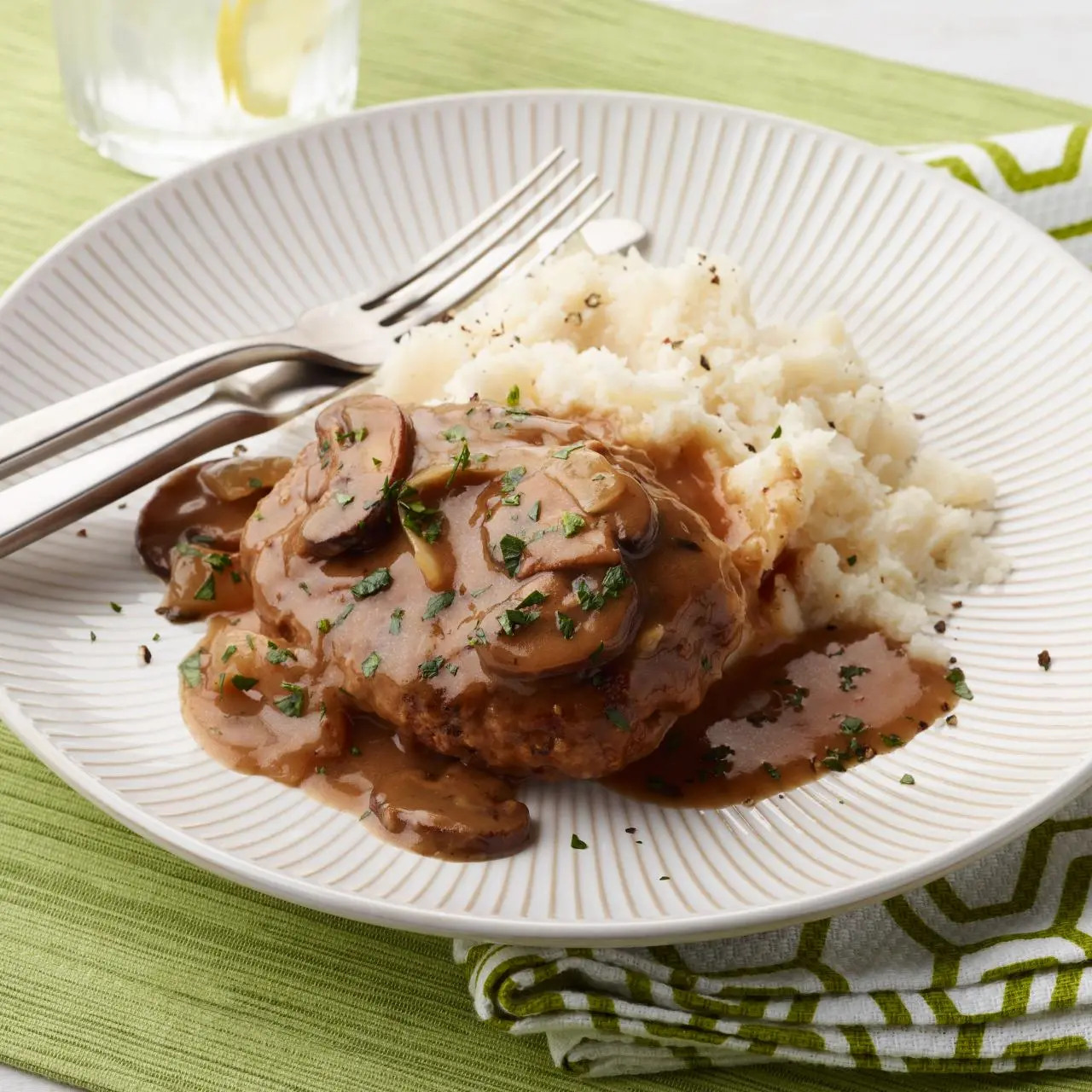 Hamburger Steaks with Onion and Mushroom Gravy