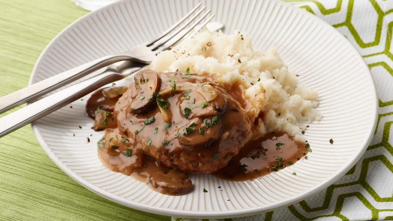 Hamburger Steaks with Onion and Mushroom Gravy