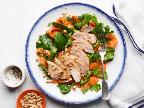 Honey-Glazed Pork Chops with Shaved Carrot and Mint Salad