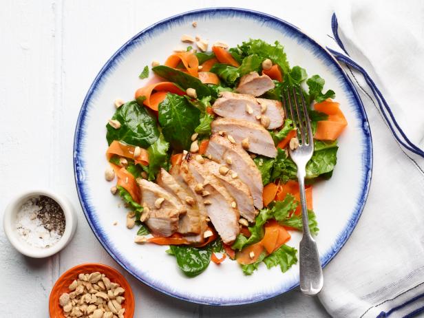 Honey-Glazed Pork Chops with Shaved Carrot and Mint Salad image