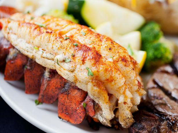 Surf and turf: dinner of steak and lobster tail. You might also be interested in these: