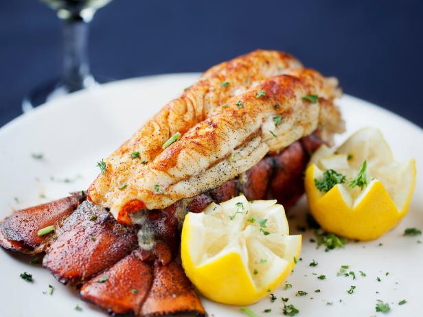 Large lobster tail served with white wine. You might also be interested in these: