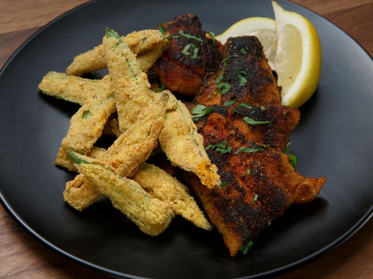 Blackened Catfish with Fried Okra Recipe Cooking Channel