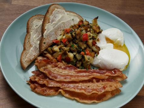 Eggs with Hash Browns, Bacon and Rye Toast