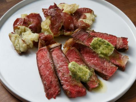 Rib-Eye with Smashed Potatoes