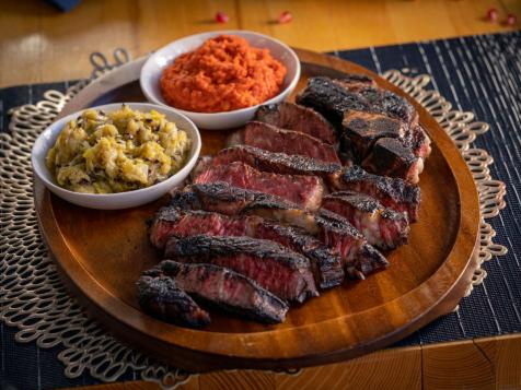 Cocoa Blackened Steak with Marcona Almond Romesco