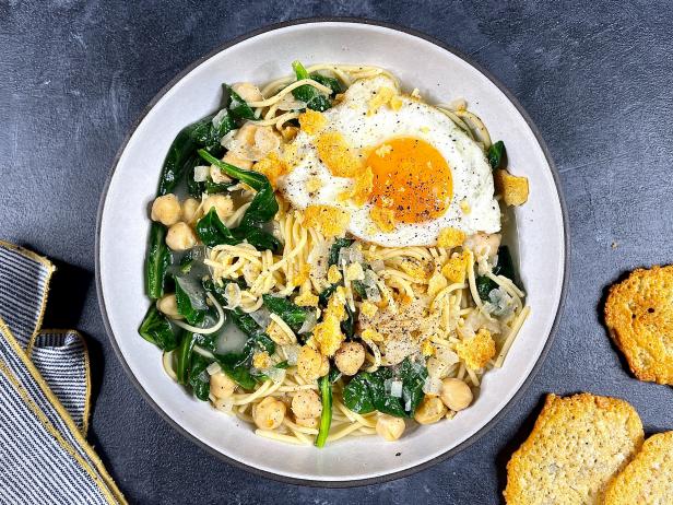 Beans-and-Greens Pasta with Fried Eggs Recipe | Justin Chapple | Food  Network