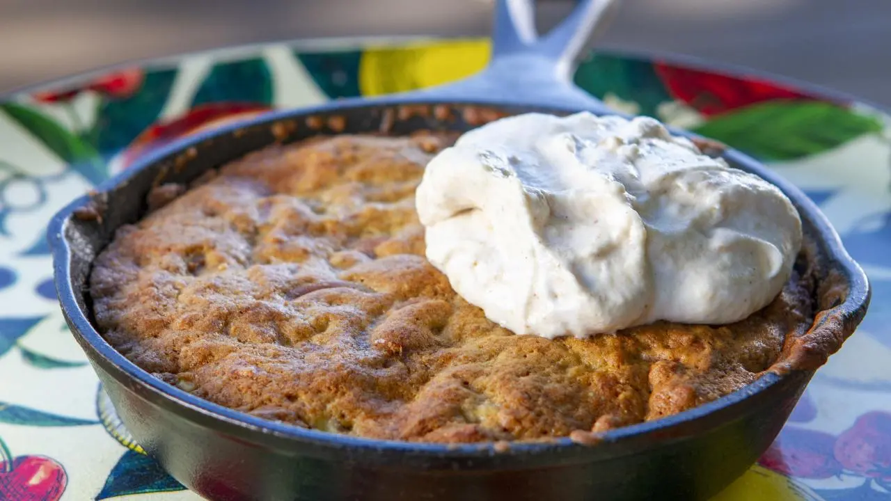 White Chocolate Skillet Cookie with Bananas and Pretzels