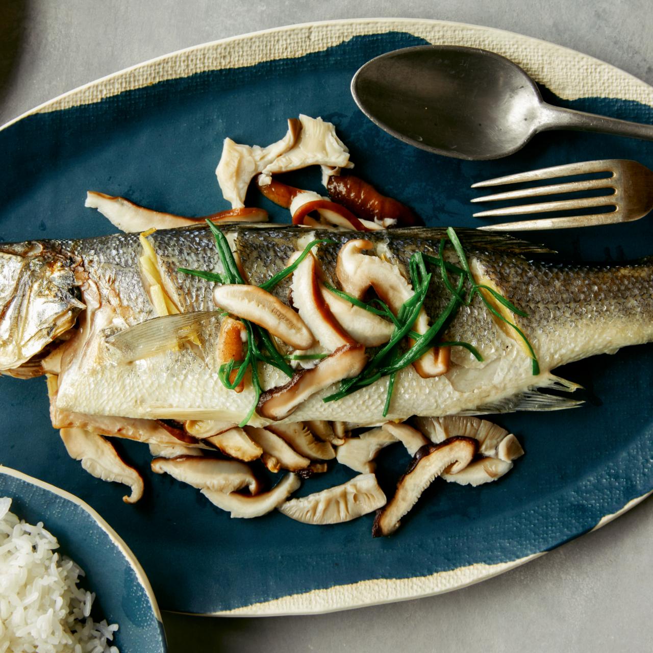 Steamed Sea Bass with Ginger and Chinese Mushrooms : Recipes : Cooking  Channel Recipe, Ching-He Huang