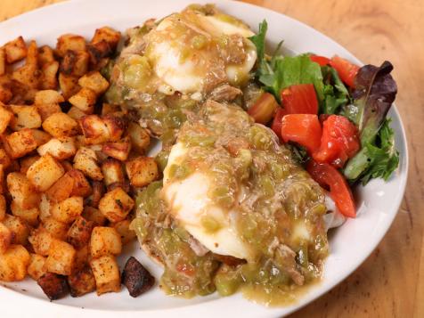 Chorizo Benedict with Pork Green Chili