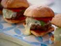 Beauty shot of Molly Yeh's Smashed Meatball Burgers, as seen on Girl Meets Farm, Season 7.