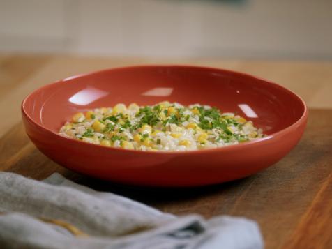 Corn Risotto with Herbed Parmesan Cream