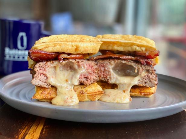 gaz on X: Baseball Food Review: Waffle Burger - This $33 burger