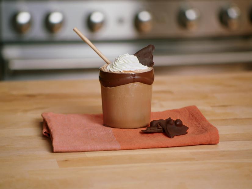 Cup of hot cocoa on a red napkin ,as seen on Un-Choppable.