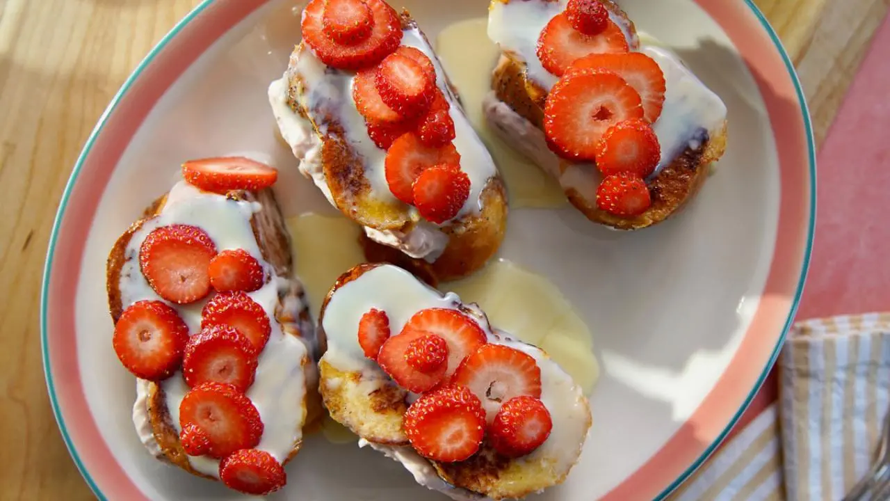 Strawberries and Cream Stuffed French Toast