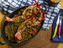 Eric Greenspan's Broiled Lobster with Lemon Sabayon and Saffron Rice, as seen on Guy's Ranch Kitchen Season 4.