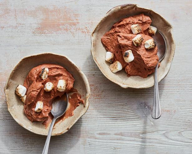 Description: Food Network Kitchen's Easy Chocolate Marshmallow Mousse. Keywords: Mini Marshmallows, Heavy Whipping Cream, Salt, Bittersweet Chocolate Chips