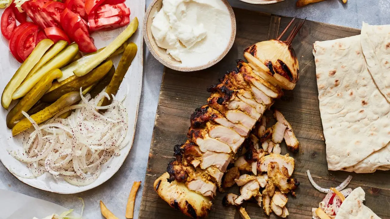 Yogurt-Marinated Grilled Chicken Shawarma