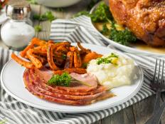 Homemade Glazed Easter Spiral Cut Ham with Carrots and Potatoes