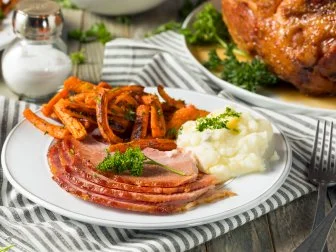 Homemade Glazed Easter Spiral Cut Ham with Carrots and Potatoes