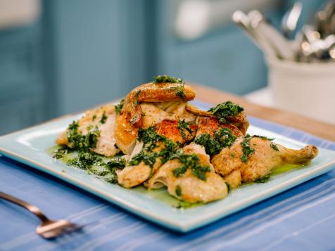 Roasted Split Chicken with Dill Salsa Verde
