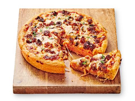 Deep-Dish Pizza with Spicy Sausage and Olives