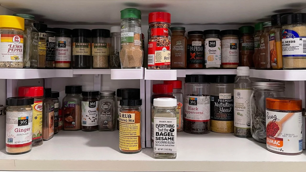 How I Completely Organized My Spice Shelf So I Can Read Every