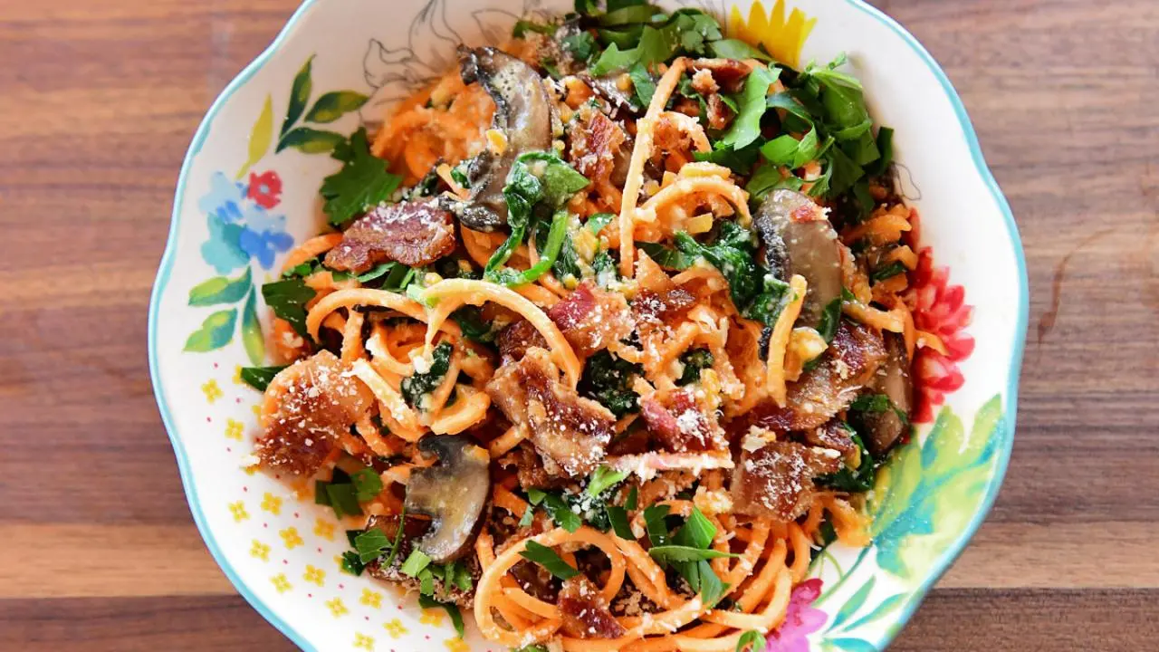 Sweet Potato and Mushroom Carbonara