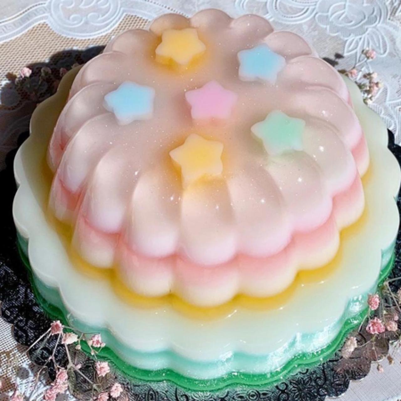 Recipe: Rainbow-Coloured Jello Cake - Rediff.com