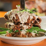 Chicken and Smashed Potato as Served at Herbie's Bar and Chowder House in Marathon, Florida Keys, as seen on Diners, Drive-Ins and Dives, season 34.