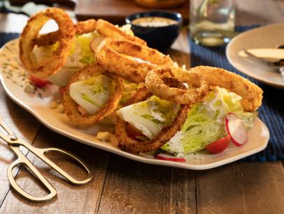 Wedge Salad with Homemade Ranch and Crispy Onion Rings-image