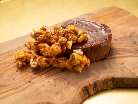 Chocolate Flan with Toffee Popcorn