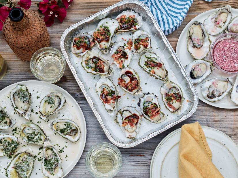 Food Network Kitchen's Grilled Oysters Three Ways.